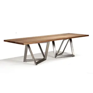 Mesa de comedor de patas de Metal y parte superior de madera de alta calidad, diseño moderno Simple, gran oferta