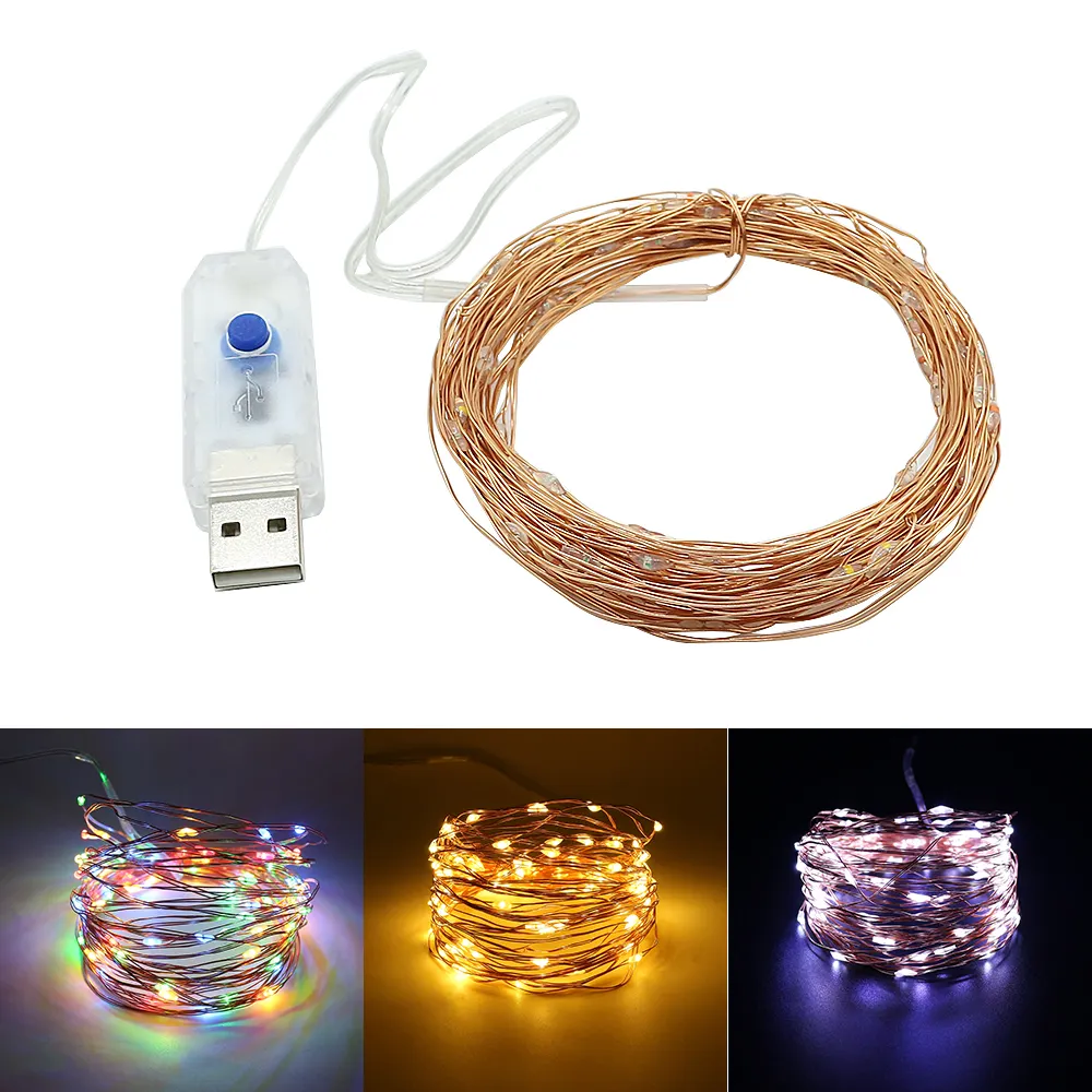 Cordão de luz de led com 5m e 50 lâmpadas, árvore, flor à prova d' água, usb, operado, natal, ramadã, páscoa