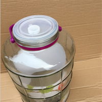 Grand pot à cornichons en verre de 20 L avec couvercle, large ouverture, couvercles en plastique étanches avec bec verseur