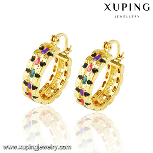 92091 Xuping China 24K color oro joyas de imitación aleación de cobre estilo cautivante con strass colorado aretes para mujeres - Product Image 2