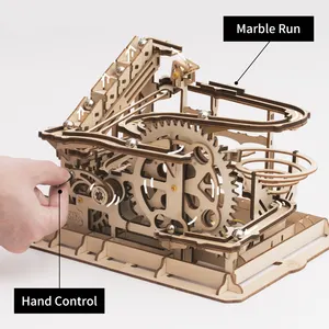 Robotime-rompecabezas mecánico de madera 3D, Rokr, canicas Run LG501