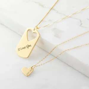 Collar personalizado con nombre de corazón para hombre y mujer, joyería a la moda, con mensaje te quiero, Tarjeta del ejército