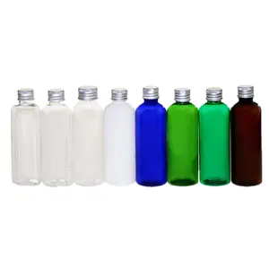 100m 200ml 300ml Haustier-Plastik flasche mit runder Form und Aluminium-Schraub verschlüssen/Leere kosmetische Lotion flaschen mit Deckel für unterwegs