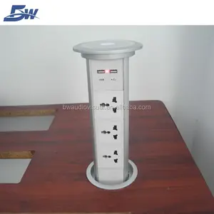 BW Automatic Lifting Pop Up Stand Up Desk Power Strip / Smart Furniture Touch Outlets With Wireless Charger Top