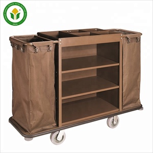 Troli pembersih rumah tangga logam, keranjang layanan pelayan rumah tangga kamar Hotel - Product Image 3