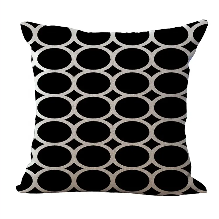 White And Black Geometric Art Bed Sofa Couch Throw Pillow Cover Printed Cushion Cover 18x18"