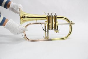 <span class=keywords><strong>Trombone</strong></span> de marche en Si bémol Focus FFG-200 Weifang, laqué or, en laiton léger avec pistons en acier inoxydable - Product Image 2