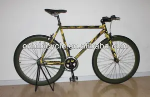 700C single speed fixed gear bicycle in army color