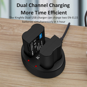 KingMa 2 pièces <span class=keywords><strong>Batterie</strong></span> Li-ion de remplacement 1960mAh pour <span class=keywords><strong>Nikon</strong></span> EN-EL15 et <span class=keywords><strong>chargeur</strong></span> double Micro USB, pour <span class=keywords><strong>Nikon</strong></span> <span class=keywords><strong>D800</strong></span> <span class=keywords><strong>D800</strong></span> - Product Image 4