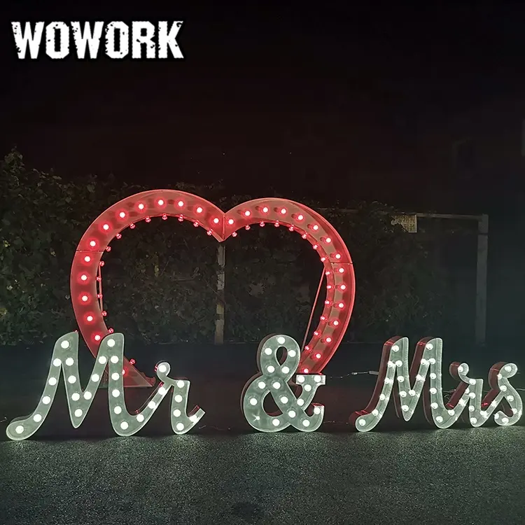 2022 wowork suporte de arco de coração personalizado, festa e casamento iluminado