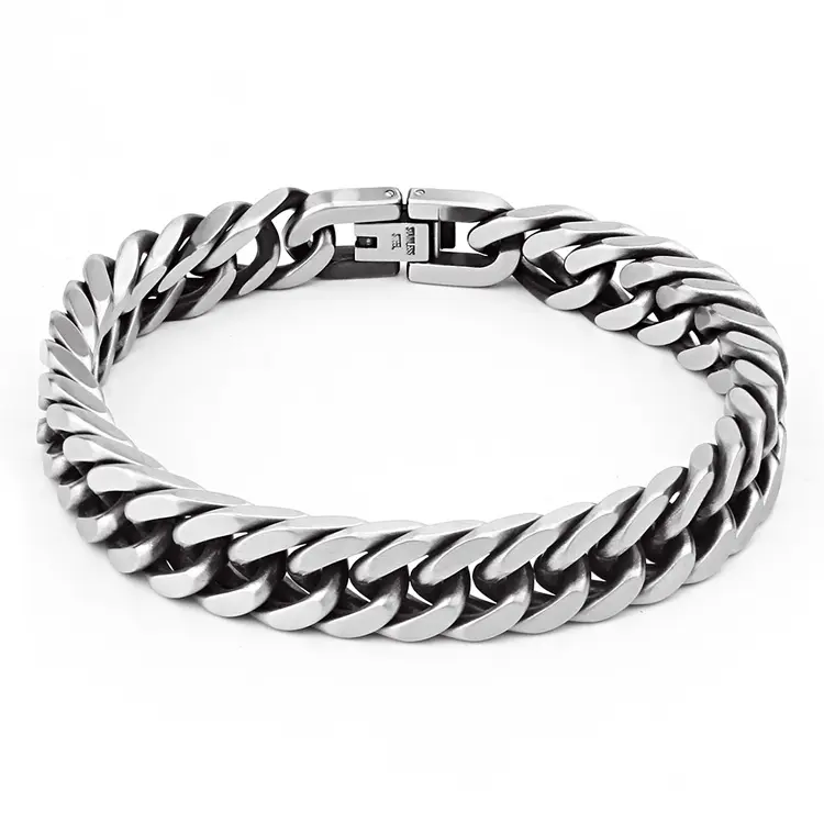 High Polished Stainless Steel 8mm Cuban Curb Chain Men Bangle Bracelet 