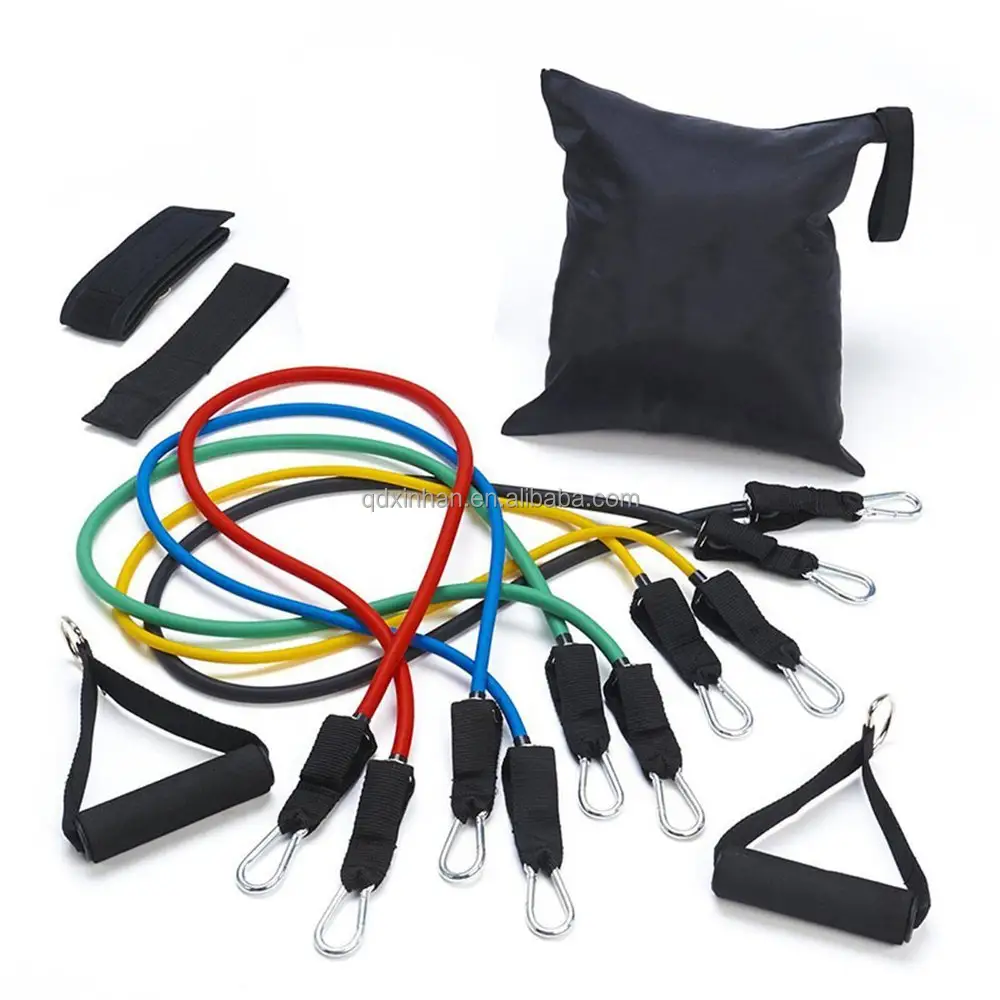 Workout Training Buizen Oefening 11 Pcs Weerstand Bands, Body Building Accessoires Zware Weerstand Band Set