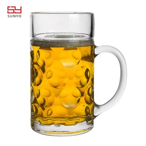 Verres en verre français, mug à bière de 1 litre, mug à bière Dimple avec poignées - Product Image 2