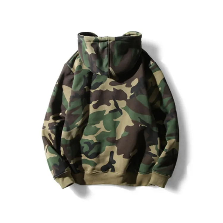 Grosir Streetwear Pullover Fleece Camo Pria Hoodie