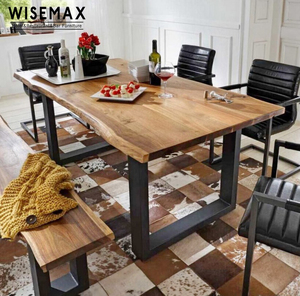 American Style Solid Wood Restaurant Furniture <strong>Pine</strong> Wooden Dining <strong>Table</strong> Top with Metal Leg - Product Image 6