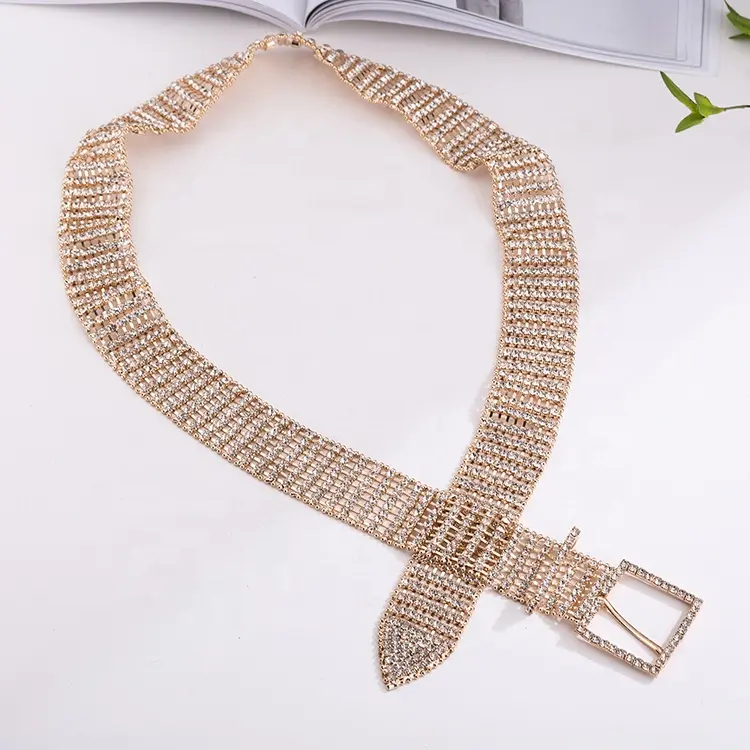 Full Rhinestone Sexy Belts Women Cummerbunds Gold Shiny Diamond Crystal Waist Belt Accessories Chain Belt