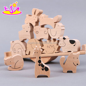 New hottest baby educational games wooden stacking animal blocks in different shape W11F069