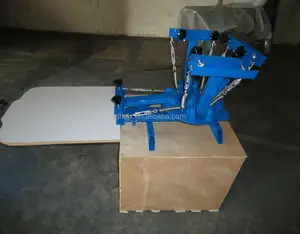 Economical manual 4 color 1 station t shirts carousel silk screen printing press