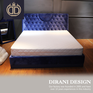 Post moderna púrpura elegante terciopelo y cuero genuino cama king tamaño púrpura tela sencilla cama doble moderna - Product Image 2