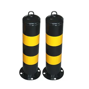 Hitam dan Kuning Besi Parkir Bollard