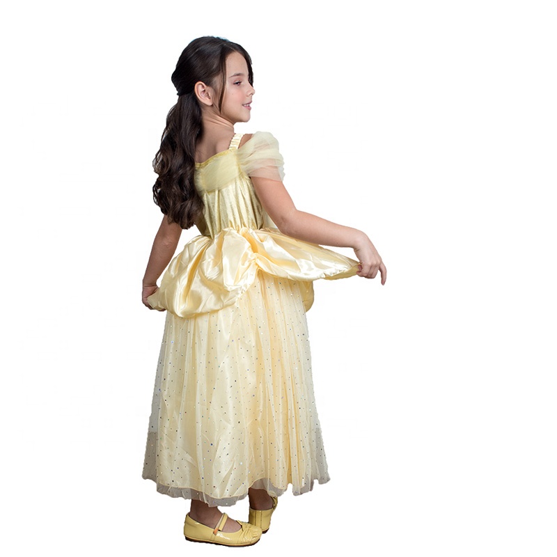 Girl 3-12 Years Princess Kids Retro Satin Bow Mesh Sequined European Princess Dress