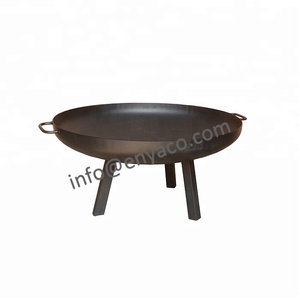 Brasero-Plancha de acero al carbono para uso en exteriores, Bol de 80cm con cañas y cañas, color negro - Product Image 3