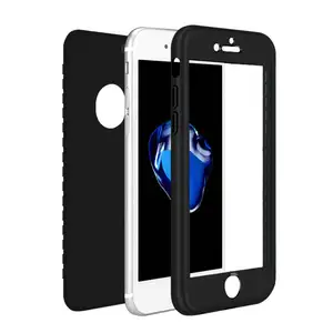 360 Degree Full Phone Case Cover For iPhone 7 8 6 6s X Plus Tempered Glass Protective mobile phone Case