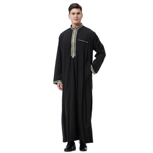 Di alta Qualità Musulmano Uomo Abaya Collare Del Basamento Turco Caftano Robes Abbigliamento Islamico Dubai Thobe - Product Image 5