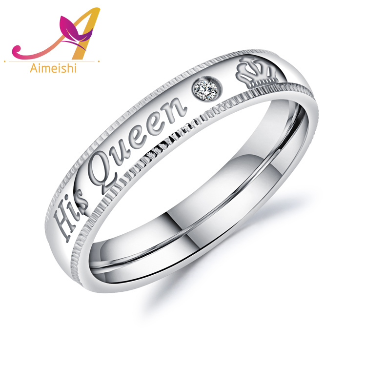 2018 la Mode du Jour de Valentine Sa Reine Son Roi Couple Acier Inoxydable Anneau