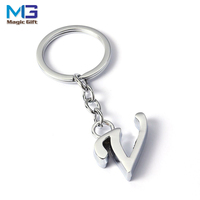 Porte-clés personnalisé en alliage avec lettres A à Z, pendentif de sac à main, pour téléphone, décoration de voiture, porte-clés en métal avec lettre D, pièces