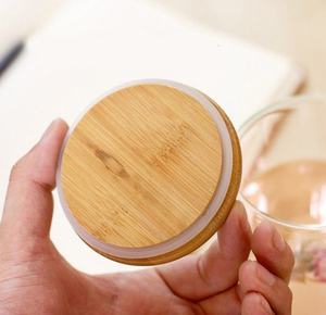 Wholesale Double Wall Glass Tea <strong>Cup</strong> <strong>Set</strong> Reusable Glass Coffee Mugs, Glass Mug With Bamboo Lid Coffee and Tea <strong>Set</strong> - Product Image 5