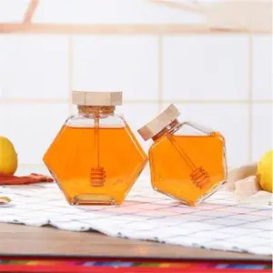 Cina produttori di importazione all'ingrosso coperchi di legno <span class=keywords><strong>500</strong></span> <span class=keywords><strong>ml</strong></span> esagonale miele contenitori vasi di <span class=keywords><strong>vetro</strong></span> con coperchi - Product Image 3