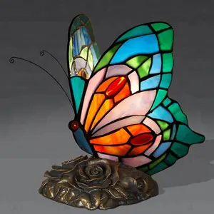 Hot Sales Tiffany Stijl Tafellamp Met Kleurrijke Glas Lamp En Hars Base Voor Designer Home