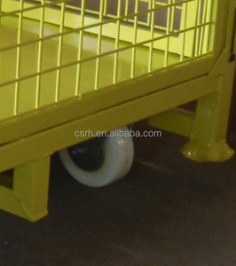 Rh-c02-wheel steel crate 1100 * 1100 * 740 mm <span class=keywords><strong>jaune</strong></span> mobile pliable stoarge cage acier contenant des cages métalliques avec roues - Product Image 5