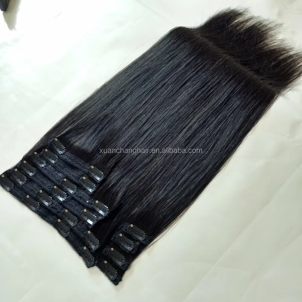 Jet Black Brazilian Hair Seamless Clip on Hair Weft Clip-in Human Hair Extensions