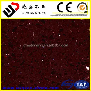 Высококвалифицированный смолы Полированный искусственного красный кристаллический кварц плиты