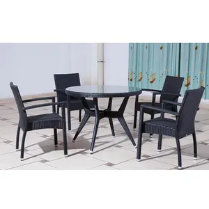 Sabah Simple Home used Water Proof rattan Wicker Round Table and 4 pcs Chairs Home Furniture