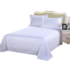 <span class=keywords><strong>Drap</strong></span> de lit blanc en coton et <span class=keywords><strong>polycoton</strong></span>, rayé en satin/jacquard/<span class=keywords><strong>drap</strong></span> <span class=keywords><strong>plat</strong></span> blanc uni/<span class=keywords><strong>drap</strong></span>-housse/hôtel - Product Image 4