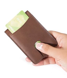 <span class=keywords><strong>Portefeuille</strong></span> en cuir mince pour hommes avec fermeture ouverte RFID Doublure en polyester Poche avant Fenêtre d'identification - Product Image 3