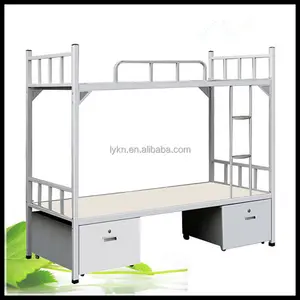 Dormitory Metal Double Bunk Bed With Desk And Wardrobe