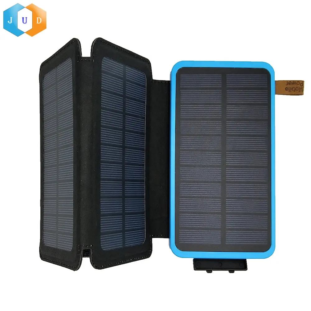 2023 Carregador solar do banco do poder do portátil exterior personalizado 2 painel mochila dobrável 10000Mah para o telefone móvel
