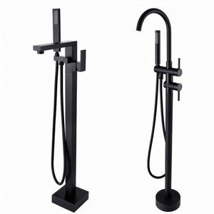 <span class=keywords><strong>Robinet</strong></span> de <span class=keywords><strong>baignoire</strong></span> autoportant à une poignée French Gold Design classique au sol blanc et noir avec fonction électrique - Product Image 1