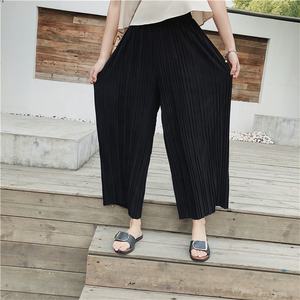 <span class=keywords><strong>Pantaloni</strong></span> Estivi da <span class=keywords><strong>Donna</strong></span> a Vita Alta in Chiffon Plissettato, Gamba Larga e Lunghezza alla Caviglia, Vari Colori - Product Image 2