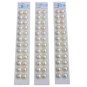 Perla de botón grande de 12-13mm, Perla de pan de agua dulce, perlas sueltas semiperforadas, blanco a granel, venta al por mayor