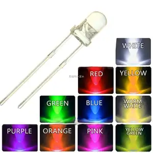 1000 pcs/lot F3 10 Couleurs 3MM Rond Vert/Jaune/Bleu/Blanc/Rouge/Blanc Chaud/Orange/Violet/Rose/Jaune Vert LED Lumière Kit De Diodes