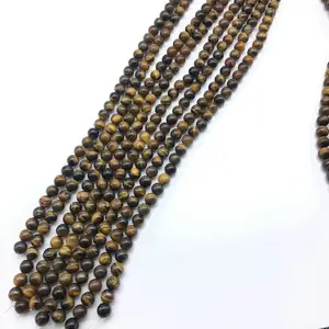 Wholesale Natural Tiger-eye Stone 3mm 4mm 6mm 8mm 10mm 12mm 14mm Round STOCK
