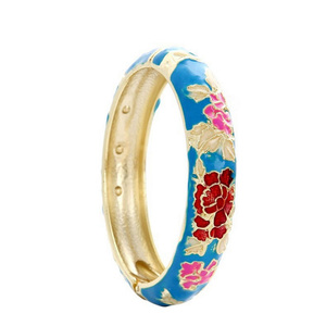 Fabrik preis Chinesische Cloi sonne Porzellan Pfingstrose Emaille Armband Armreif für Frauen in Zink legierung Schmuck - Product Image 3