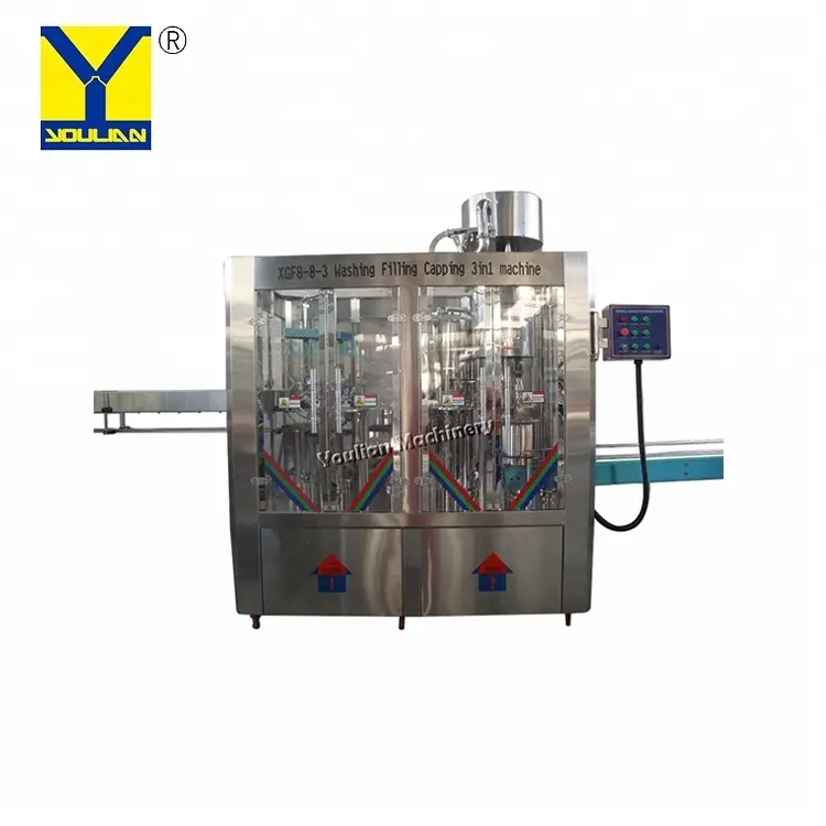 XGF8-8-3 Automatic 3 Phase Air Mineral Botol Cuci Filling Capping Mesin Monoblock