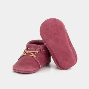 Chaussures en cuir suédé à semelle rouge pour bébé fille et garçon