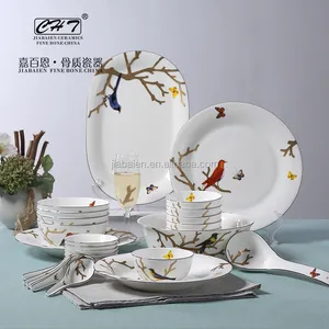 Luxus Fine Bone China geschirr sets großhandel mit vogel als hochzeitsgeschenk
